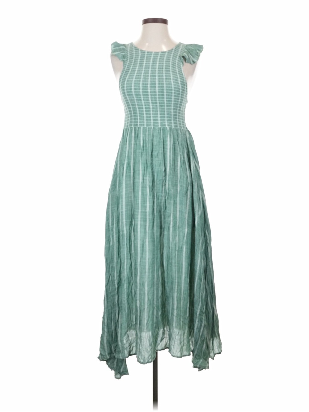 NWT Free People Green Striped Smocked Midi Dress ☀️ 🌊 - Picture 2 of 3